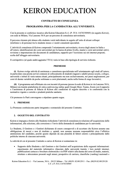 Contratto Consulenza Universitaria